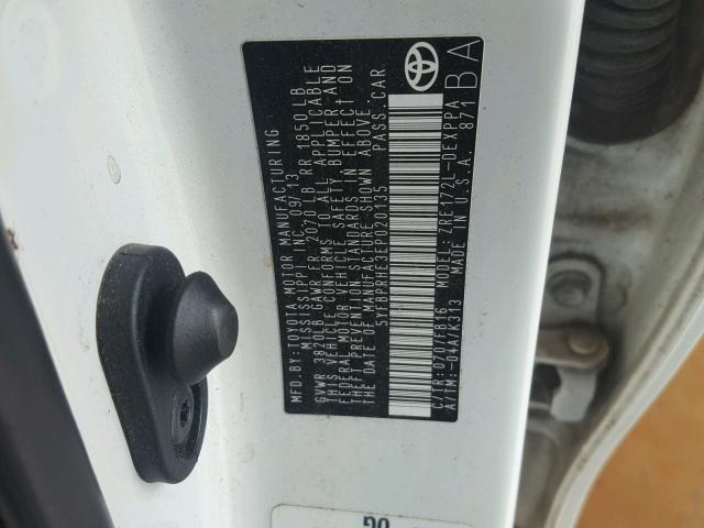 5YFBPRHE3EP020135 - 2014 TOYOTA COROLLA EC 白色 照片 10