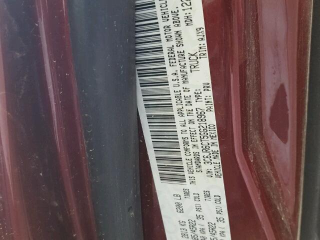 3C6JR6CT5GG218967 - 2016 RAM 1500 SPORT MAROON photo 10