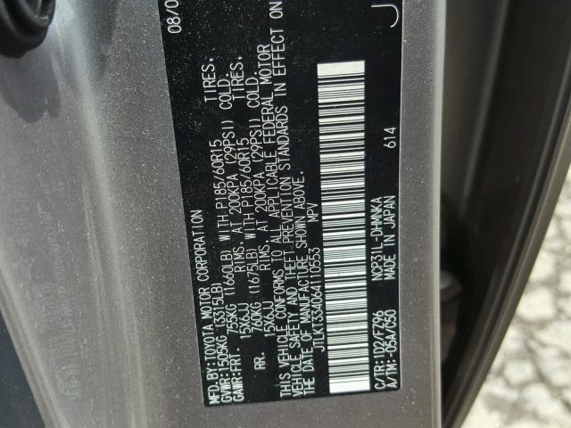 JTLKT334064110553 - 2006 TOYOTA SCION XB SILVER photo 10