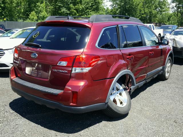 4S4BRCLC6D3302107 - 2013 SUBARU OUTBACK 2. RED photo 4