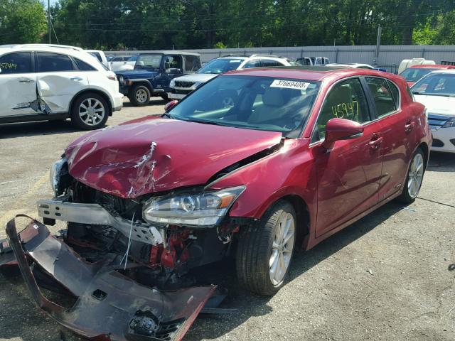 JTHKD5BHXD2160795 - 2013 LEXUS CT 200 RED photo 2