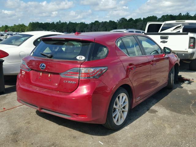 JTHKD5BHXD2160795 - 2013 LEXUS CT 200 RED photo 4