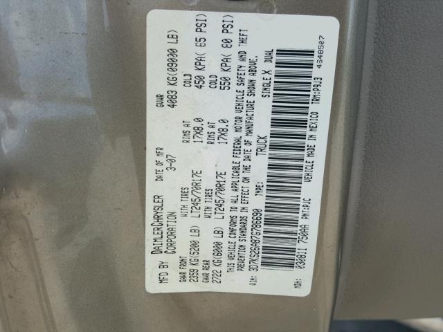 3D7KS26A87G786690 - 2007 DODGE RAM 2500 S BROWN photo 10