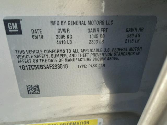 1G1ZC5EB3AF293518 - 2010 CHEVROLET MALIBU 1LT 棕色 照片 10