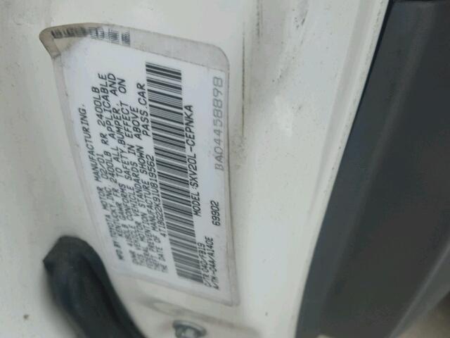 4T1BG22K91U819562 - 2001 TOYOTA CAMRY CE WHITE photo 10