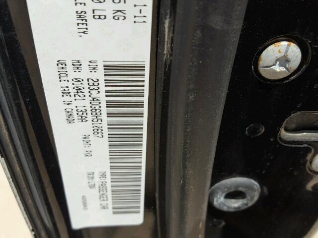 2B3CJ4DG6BH510667 - 2011 DODGE CHALLENGER BLACK photo 10