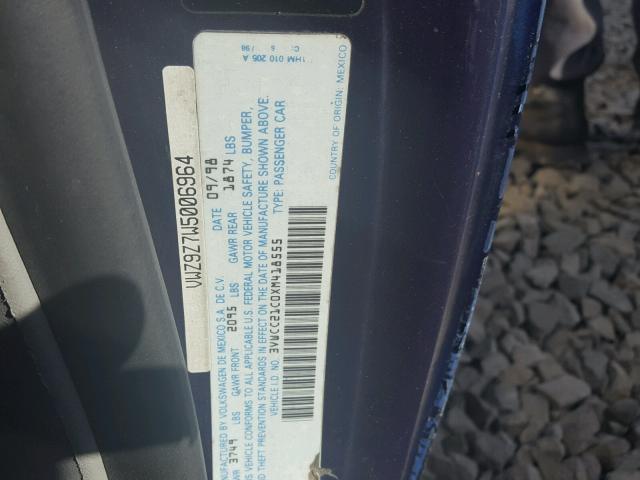 3VWCC21C0XM418555 - 1999 VOLKSWAGEN NEW BEETLE 蓝色 照片 10