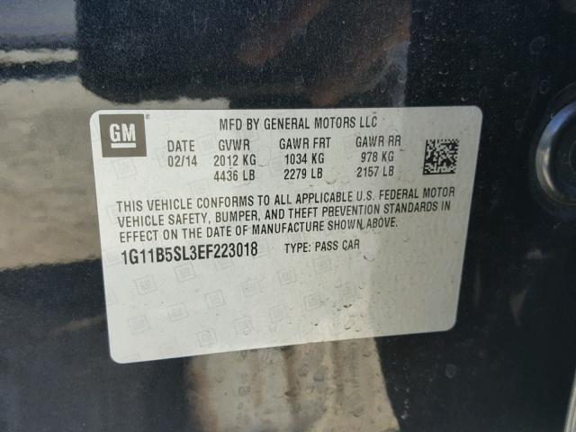 1G11B5SL3EF223018 - 2014 CHEVROLET MALIBU LS CHARCOAL photo 10