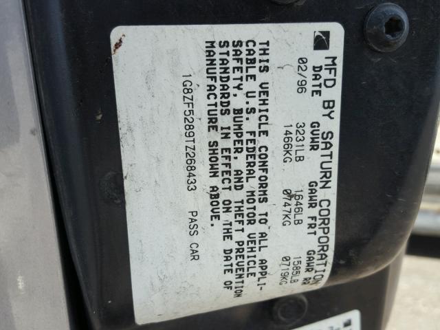 1G8ZF5289TZ268433 - 1996 SATURN SL GRAY photo 10