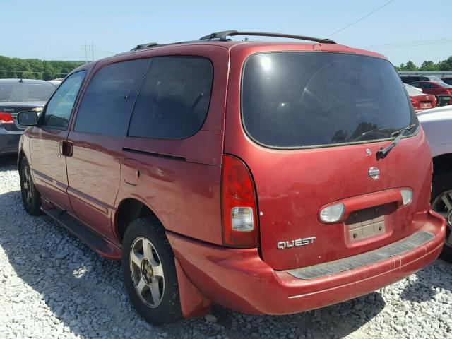 4N2ZN15T31D827936 - 2001 NISSAN QUEST GXE RED photo 3