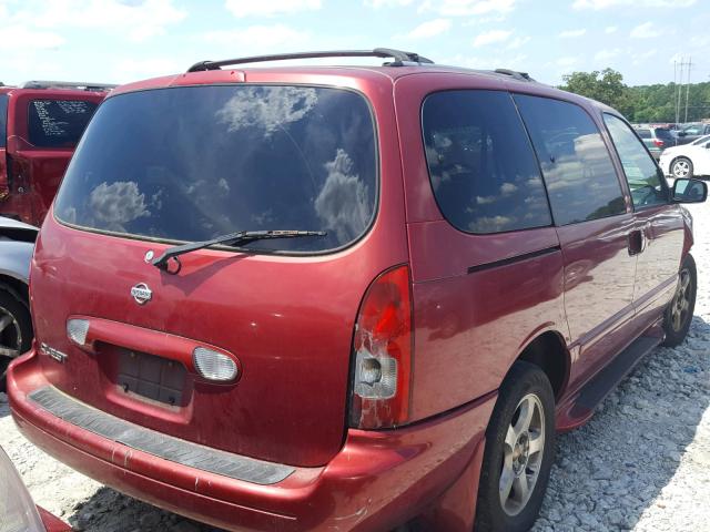 4N2ZN15T31D827936 - 2001 NISSAN QUEST GXE RED photo 4