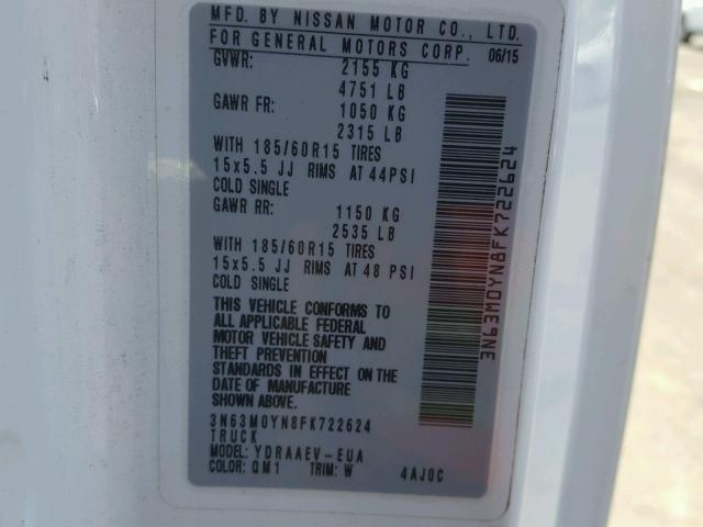 3N63M0YN8FK722624 - 2015 CHEVROLET CITY EXPRE WHITE photo 10