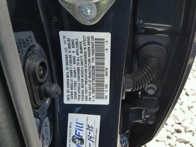 19XFC1F79GE003590 - 2016 HONDA CIVIC EXL BLUE photo 10