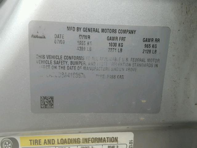 1G1ZA5EB8A4103570 - 2010 CHEVROLET MALIBU LS ვერცხლისფერი ფოტო 10