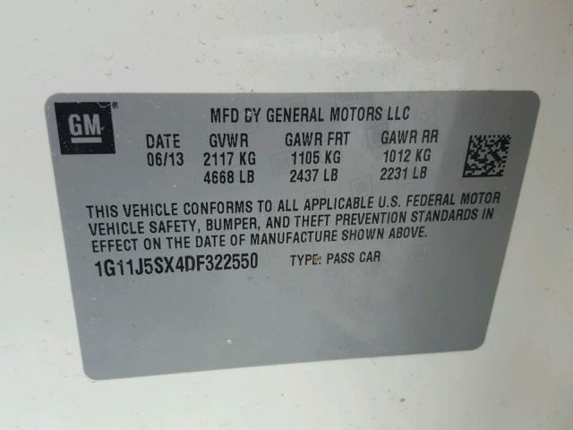 1G11J5SX4DF322550 - 2013 CHEVROLET MALIBU LTZ 白色 照片 10