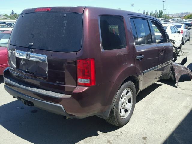 5FNYF4H20AB010156 - 2010 HONDA PILOT LX PURPLE photo 4