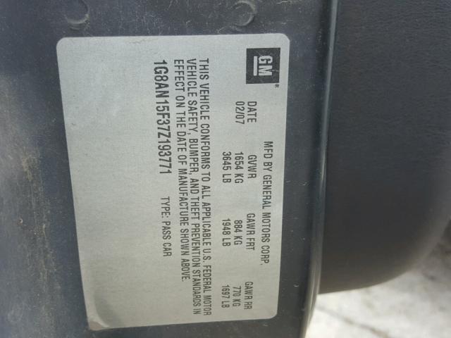 1G8AN15F37Z193771 - 2007 SATURN ION LEVEL WHITE photo 10