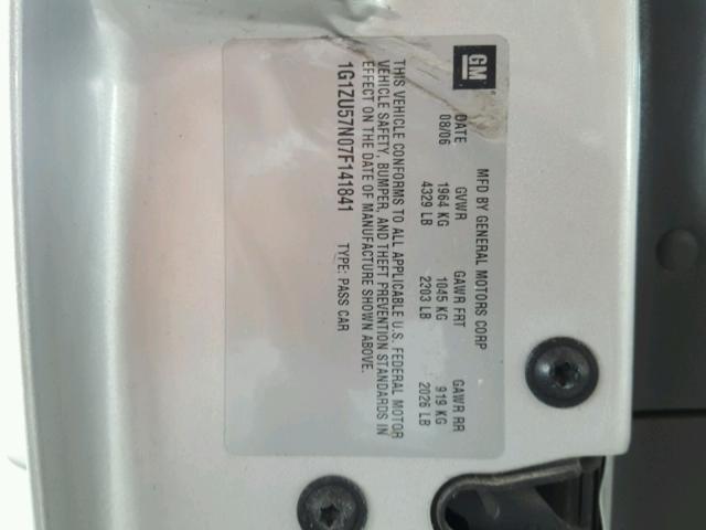 1G1ZU57N07F141841 - 2007 CHEVROLET MALIBU LTZ 银色 照片 10