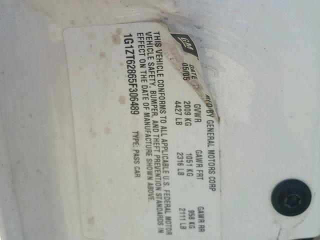 1G1ZT62865F306489 - 2005 CHEVROLET MALIBU MAX 白色 照片 10