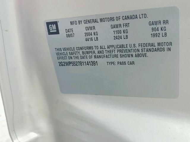 2G2WP552781141391 - 2008 PONTIAC GRAND PRIX BROWN photo 10