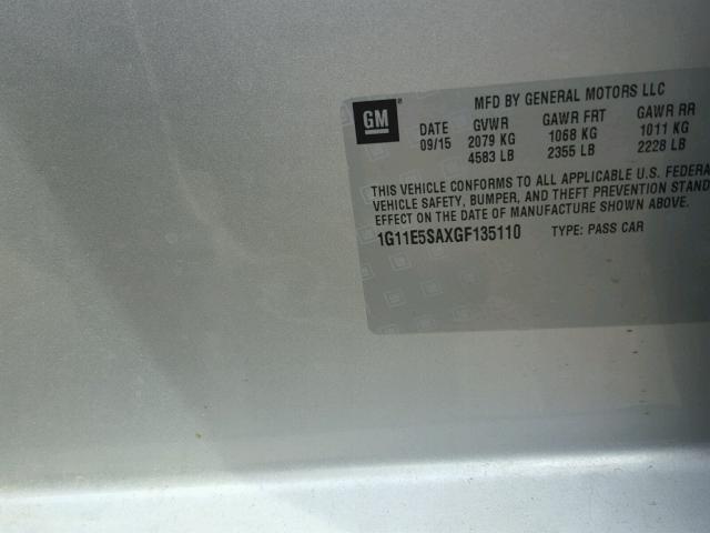1G11E5SAXGF135110 - 2016 CHEVROLET MALIBU LIM 银色 照片 10