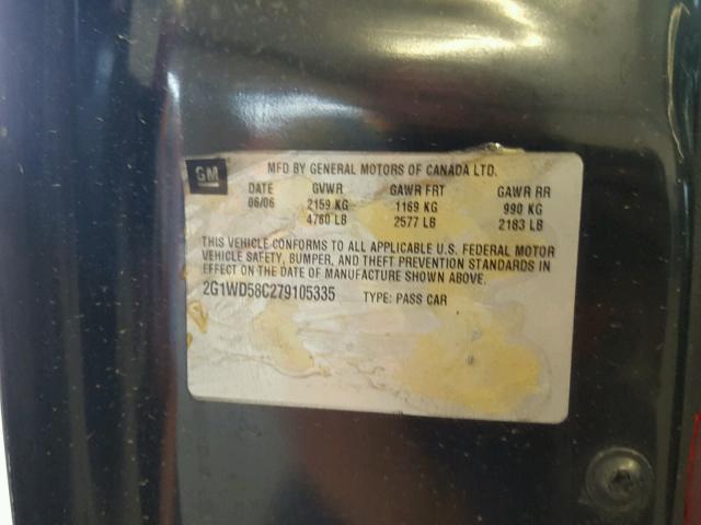 2G1WD58C279105335 - 2007 CHEVROLET IMPALA SUP 黑色 照片 10