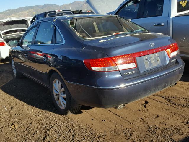 KMHFC46F76A070582 - 2006 HYUNDAI AZERA SE BLUE photo 3