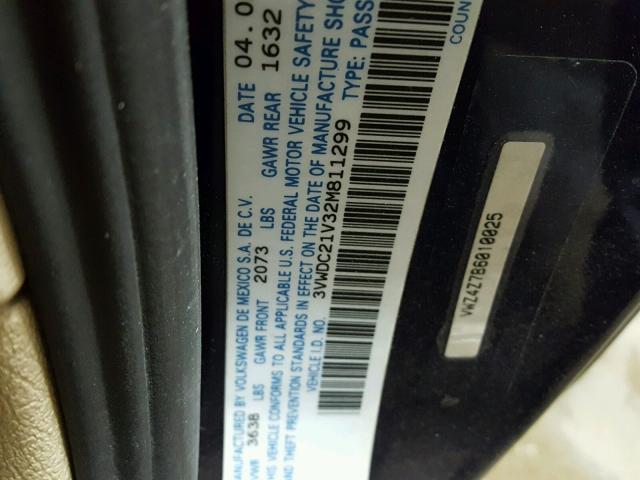 3VWDC21V32M811299 - 2002 VOLKSWAGEN CABRIO GLX 蓝色 照片 10