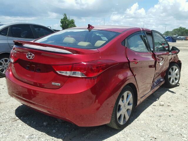 KMHDH4AE7DU741056 - 2013 HYUNDAI ELANTRA GL RED photo 4