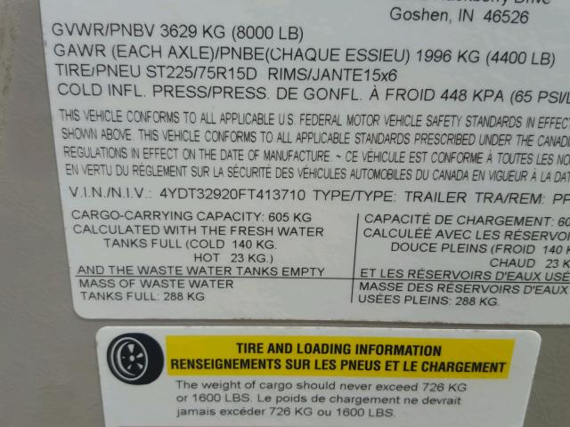 4YDT32920FT413710 - 2015 KEYSTONE PASSPORT WHITE photo 10