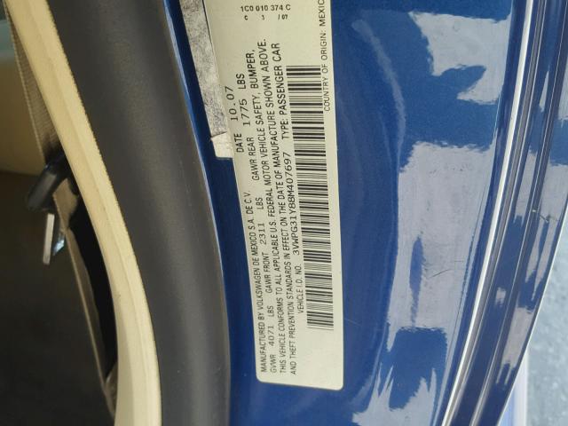 3VWPG31Y88M407697 - 2008 VOLKSWAGEN NEW BEETLE 蓝色 照片 10