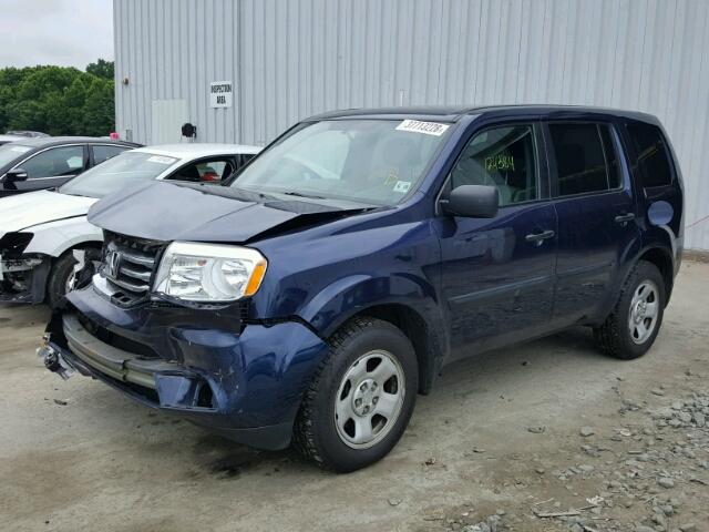 5FNYF4H26EB038467 - 2014 HONDA PILOT LX BLUE photo 2