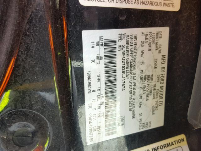 5LMFU27528LJ17674 - 2008 LINCOLN NAVIGATOR BLACK photo 10