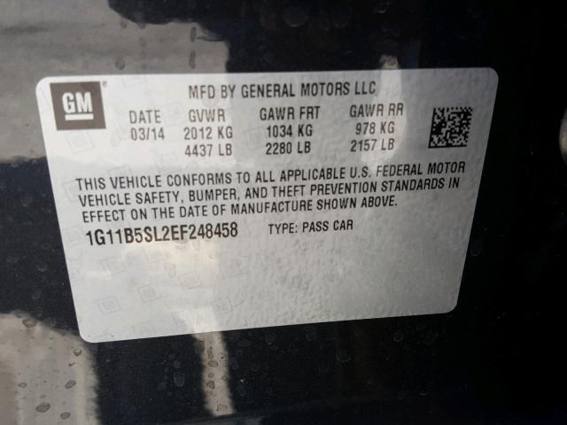 1G11B5SL2EF248458 - 2014 CHEVROLET MALIBU LS CHARCOAL photo 10