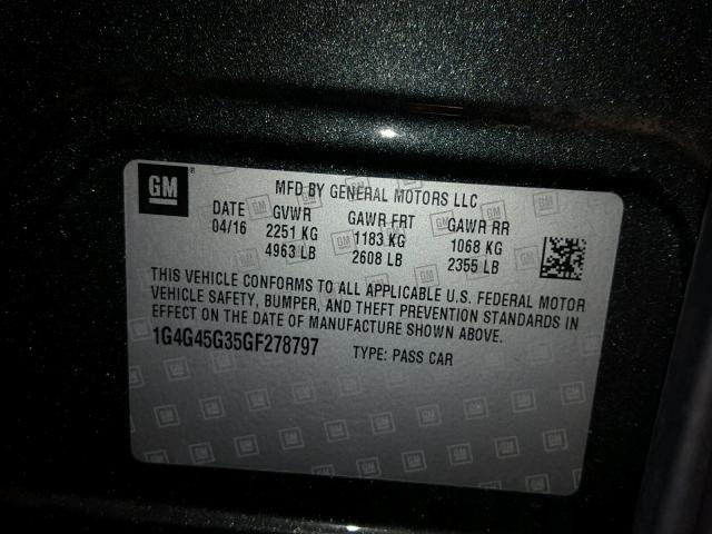1G4G45G35GF278797 - 2016 BUICK LACROSSE S CHARCOAL photo 10