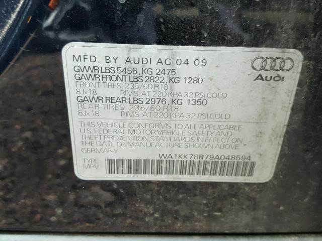 WA1KK78R79A048594 - 2009 AUDI Q5 3.2 BLUE photo 10