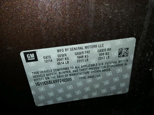 1G11C5SLXFF242308 - 2015 CHEVROLET MALIBU 1LT 勃艮第红 照片 10