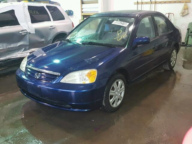 2HGES26783H626221 - 2003 HONDA CIVIC EX BLUE photo 2