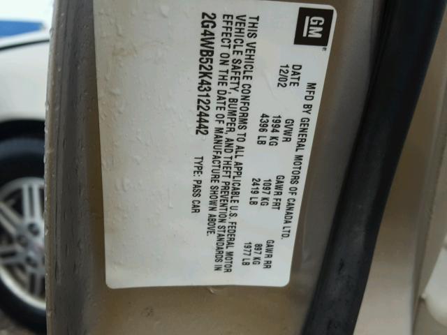 2G4WB52K431224442 - 2003 BUICK REGAL LS 金色 照片 10