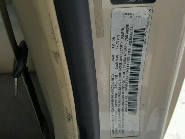 3VWRF31Y06M311782 - 2006 VOLKSWAGEN NEW BEETLE 米色 照片 10