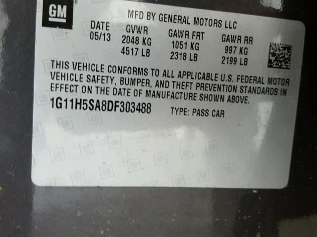 1G11H5SA8DF303488 - 2013 CHEVROLET MALIBU LTZ 石墨色 照片 10