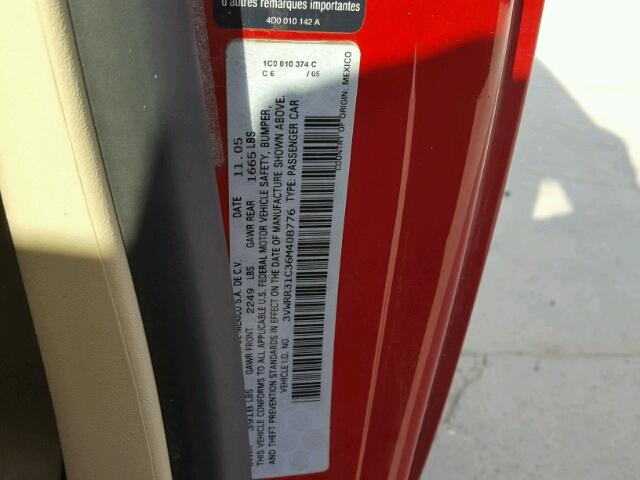 3VWRR31C36M408776 - 2006 VOLKSWAGEN NEW BEETLE RED photo 10