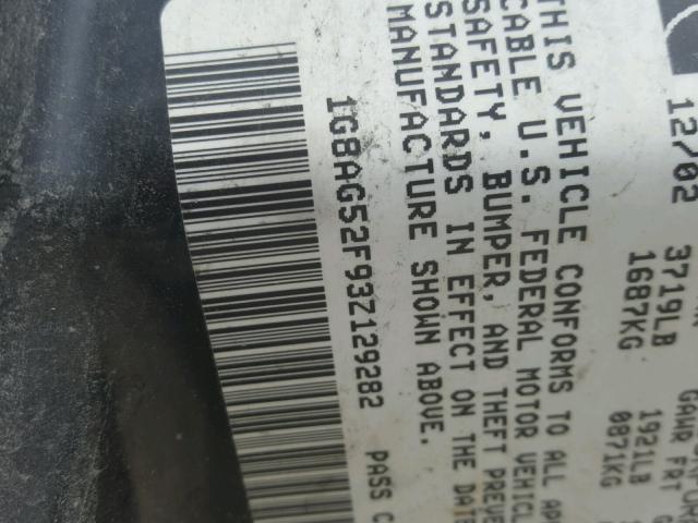 1G8AG52F93Z129282 - 2003 SATURN ION LEVEL 黑色 照片 10