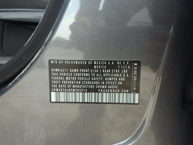 3VW2K7AJ0FM263319 - 2015 VOLKSWAGEN JETTA BASE SILVER photo 10