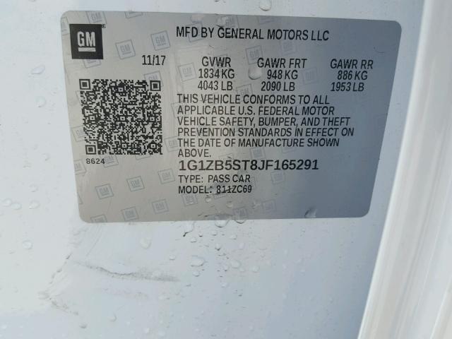 1G1ZB5ST8JF165291 - 2018 CHEVROLET MALIBU LS Ağ foto 10