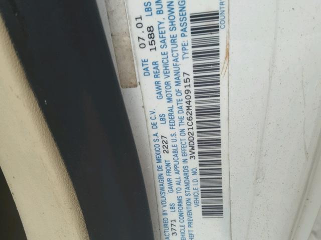 3VWDD21C62M409157 - 2002 VOLKSWAGEN NEW BEETLE 白色 照片 10