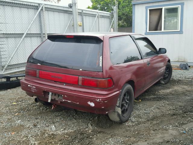 2HGED7367LH559212 - 1990 HONDA CIVIC SI BURGUNDY photo 4