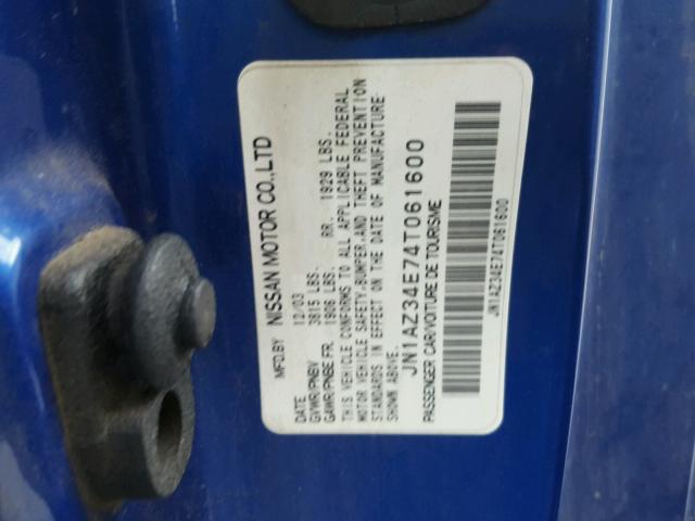 JN1AZ34E74T061600 - 2004 NISSAN 350Z COUPE BLUE photo 10