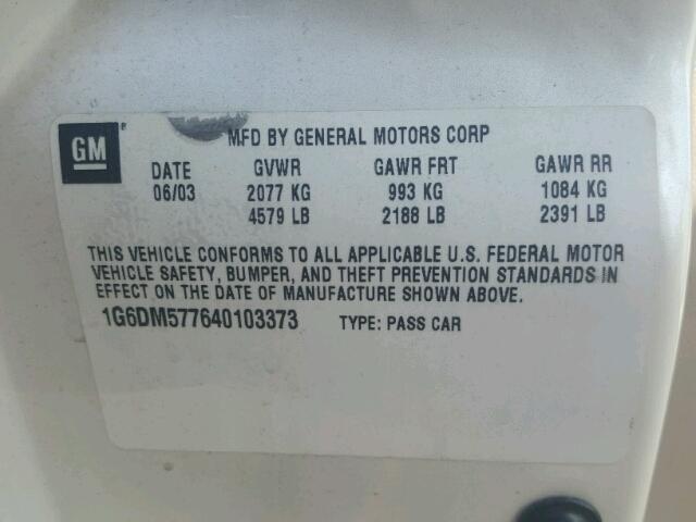 1G6DM577640103373 - 2004 CADILLAC CTS CREAM photo 10