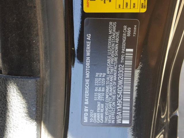 WBAYM9C54DDW20302 - 2013 BMW 650 I შავი ფოტო 10